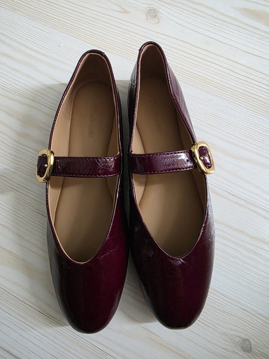 Madewell Shoes - New Madewell Remy Leather Burgundy Plum Patent Mary Jane Flats Size 8